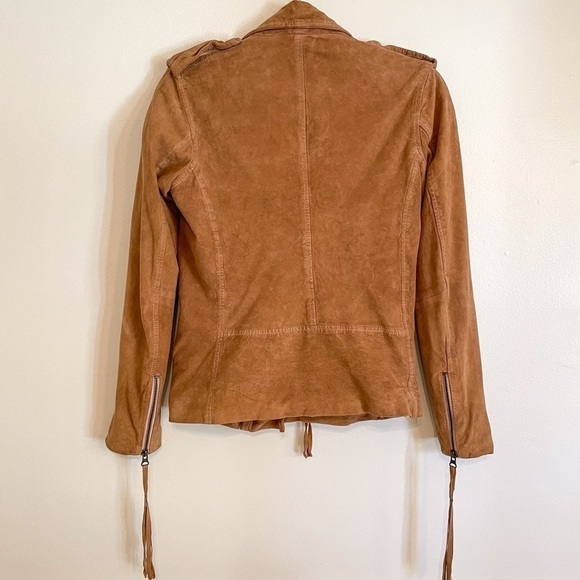 Sara Berman Tan Suede Moto Biker Jacket XS - Picture 13 of 16